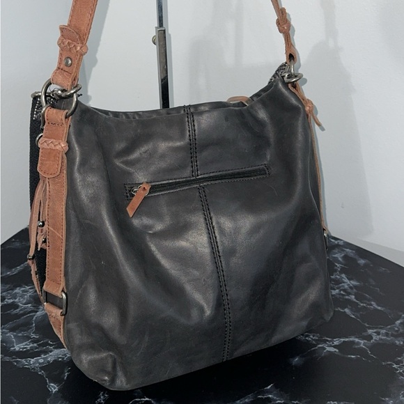 The Sak Handbag Ashland Vintage Leather Bucket Bag Black AUTHENTIC - Picture 6 of 14